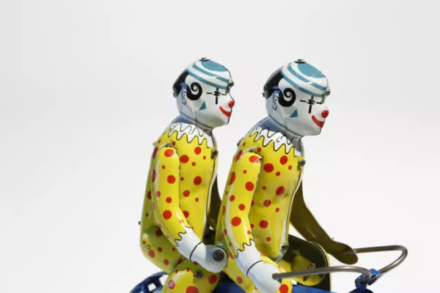 2 Clowns Fahrrad Duett DBS Blechspielzeug - Made in Germany Nostalgie Retro 2