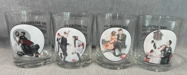 Set of 4 Tumblers Norman Rockwell The Saturday Evening Post 12 ounce tumblers