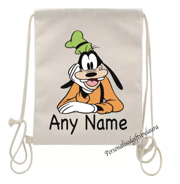 Personalised Mickey Mouse Goofy Drawstring Bag School PE Football Games bag