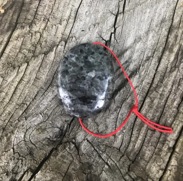 Larvikite Black Moonstone Large Pendant Focal Bead Stone Gemstone Dark Necklace