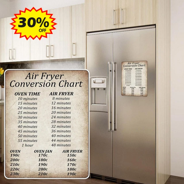 RUSTIC AIR FRYER Conversion Chart Cooking Time Temp Oven A5 SignHOT