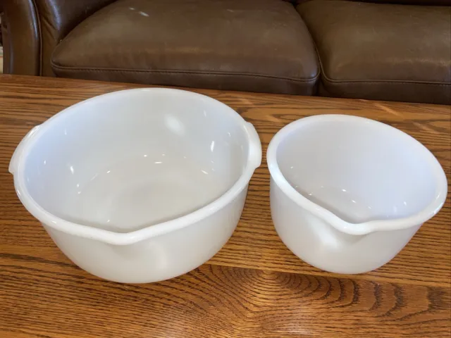 Vintage Glasbake Milk Glass Mixing Bowl For Sunbeam Set Of 2 -- # 11 and # 27