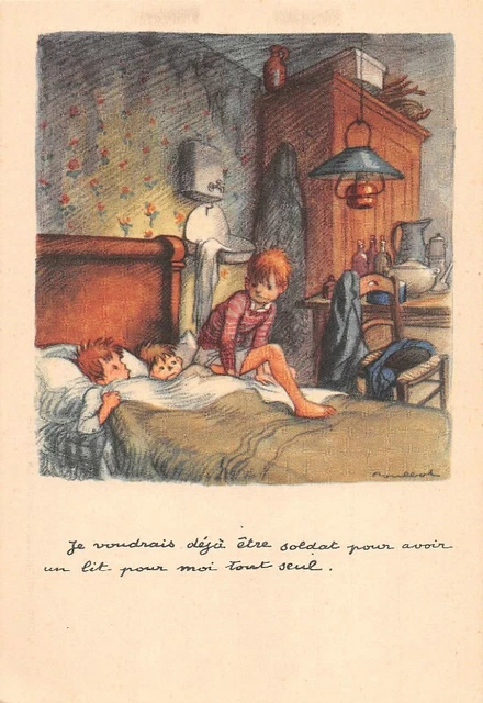 CPA Illustrateur Poulbot - je voudrais être soldat pour avoir un lit à moi