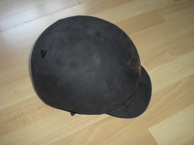 *FOUGANZA DAMEN REITER HELM KAPPE SCHWARZ SAMT GR.58cm 7 inch*