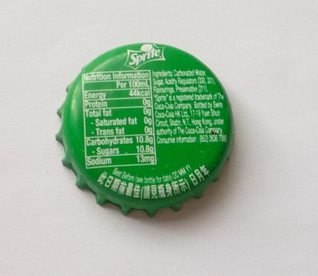 SPRITE GREEN SODA Bottle Cap Crown HONG KONG Coca Cola 2015 Asia