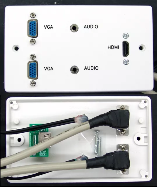 Av Pared Placa & Caja. HDMI,2x VGA & 3.5mm Audio Jack Opcional Cables A Pantalla