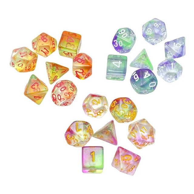 7Pcs/set Transparent Three Color DND Dice Game Dice  TRPG DND