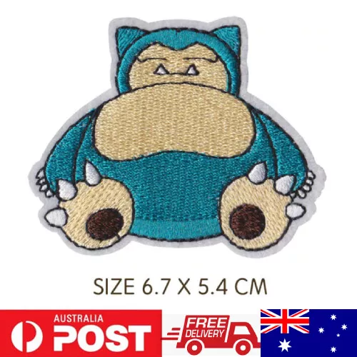 1pc Pokemon Snorlax Iron On Patch Embroidered Cloth Applique Badge Sew On DIY