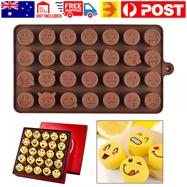 Emoticon Chocolate Bar Mould Silicone Ice Tray Jelly Candy Cookie Baking Mold AU