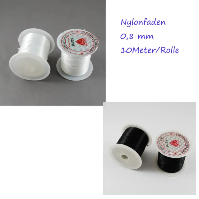 2 Rollen 0.8mm Gummifaden Nylonfaden Bastelschnur elastisch Nylon fibre wire neu