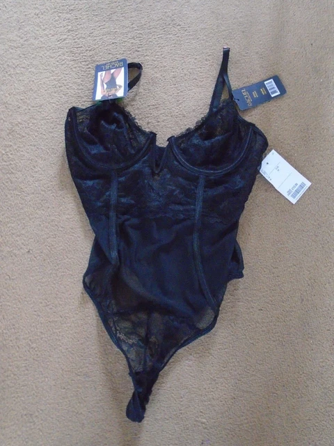 Body Tuta Con Perizoma Nero ""Rachel"" In Pizzo Nuova Etichetta Taglia Med Taglia Circa 10