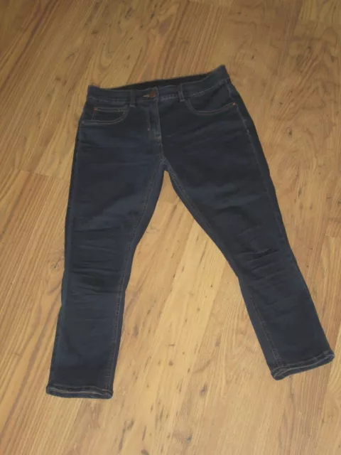 LADIES DARK BLUE Cropped Jeans Size 10 12 Wonderfit By George