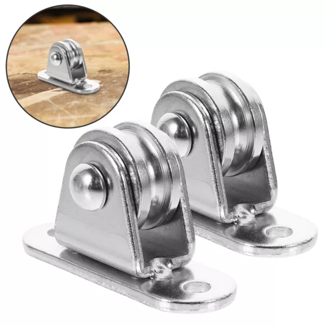 2pcs Single Pulley Blocks Small Pulley Smooth Wheels Rope Pulley Wall Mount