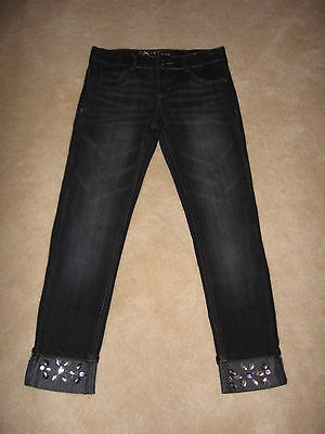 Girls DKNY Rocker Dark Wash Gem Cuff Skinny Jeans - NWT $42 - size 12