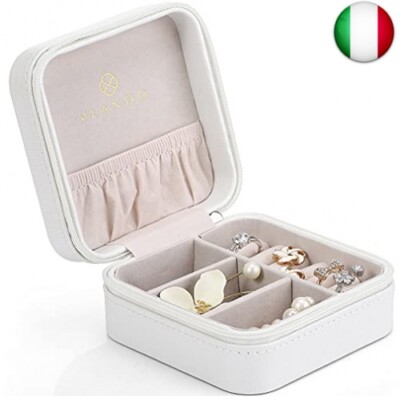 Regalo per Ragazze Donne Madre Collane Bracciali Orecchini Sfesnid Mini Portagioie Scatole PU per Viaggio Custodia per Anelli 