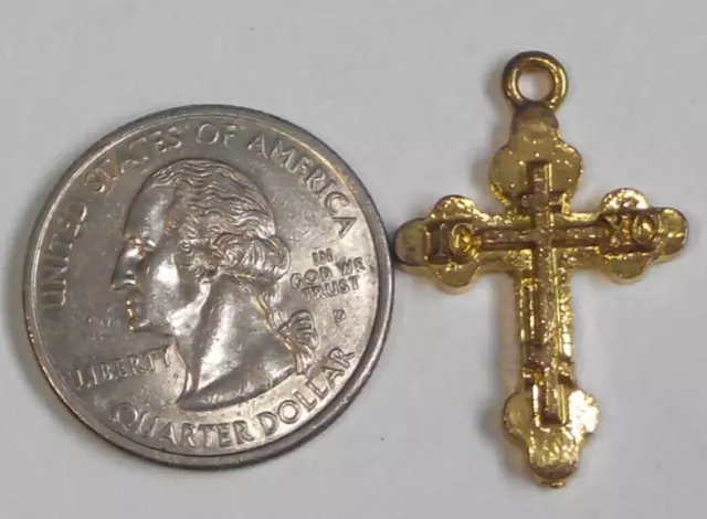 IC XC Greek Orthodox religious gold tone cross small pendant charm