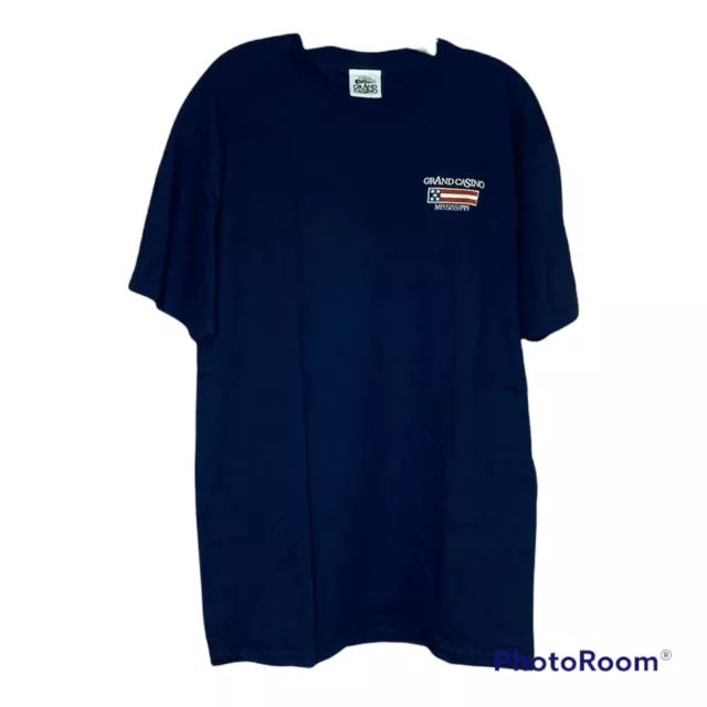Vintage 90’s Grand Casino Biloxi Mississippi T-Shirt Size Large Flag Logo