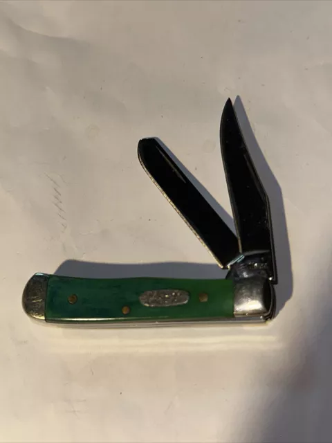 2007 Case XX 62154SS USA Mini Trapper Green Bone 2 Blade Folding Pocket Knife