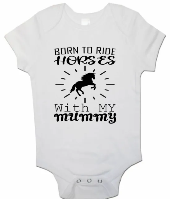 Gilet neonato maniche corte body divertenti carini - Born To Ride Horses with My Mummy