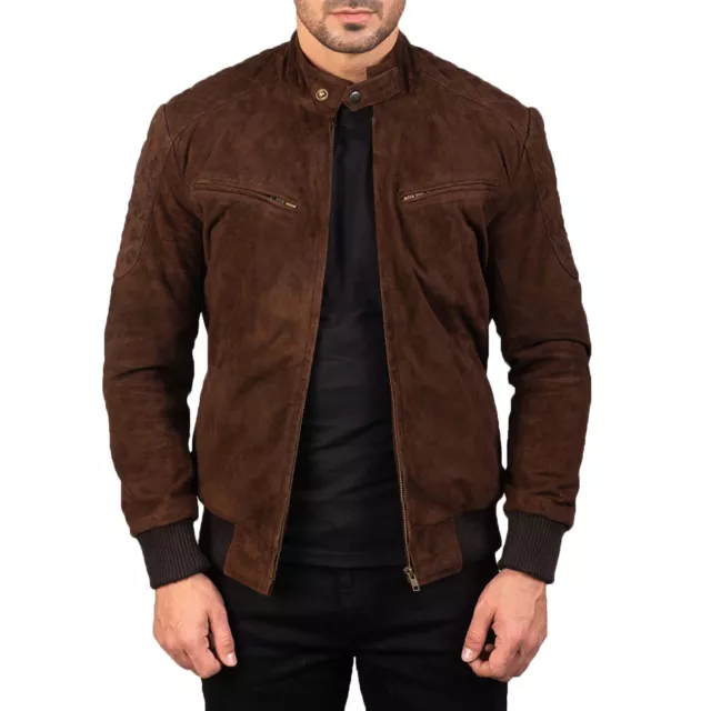 Sven Mocha Suede Bomber Jacket  All Size Available