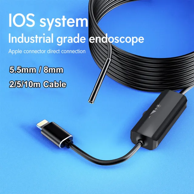8LED Endoscope Inspection Camera For iPhone/iPad/iOS System Borescope Waterproof