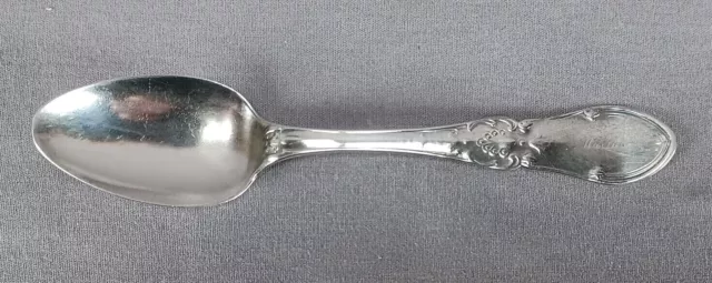 MS Smith Detroit Repousse Floral Scrollwork Martha Coin Silver Spoon