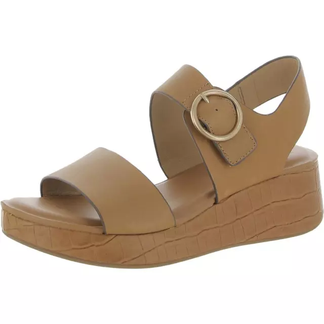 Sofft Womens Faedra Tan Leather Wedge Sandals Shoes 8.5 Medium (B,M) BHFO 5763