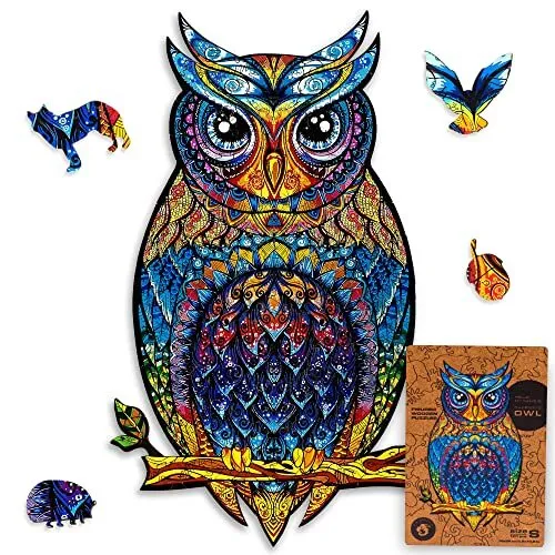 UNIDRAGON Wooden puzzle owl, 15 x 26 cm 101 pieces