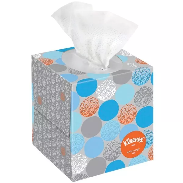 Kleenex Anti-Viral 55 Sheet Facial Tissue Cube - 12/Case -