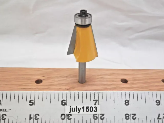 (1) NEW  Yonico 15° Chamfer Bevel Trim Carbide Tip Router Bit 1/2" Bearing y2