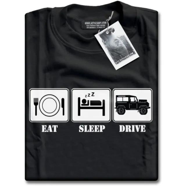 Eat Sleep Drive Land Rover Defender 90 110 130 3 Series Mens Black 4x4 T-Shirt