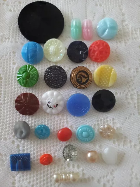 Mixture Of 27 Glass Buttons .  GLB6