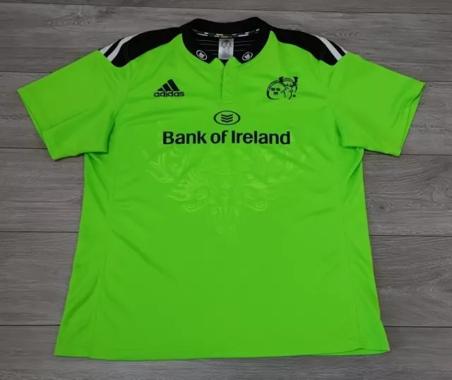 Munster Rugby Away Shirt 2014/2015 - Adidas 2XL Jersey Fluorescent Green Top XXL