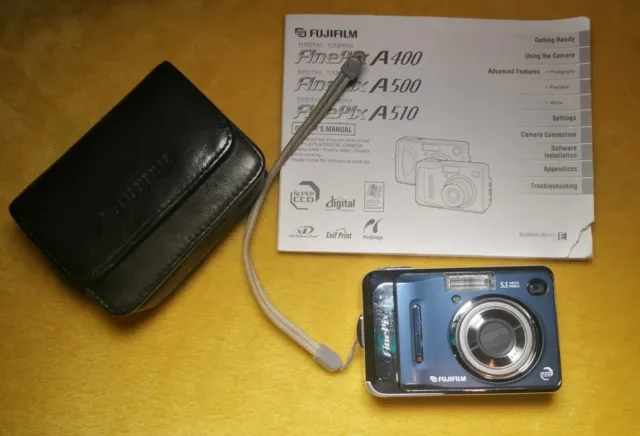 Fujifilm FinePix A500 5.1MP Compact Digital Camera Blue With Case