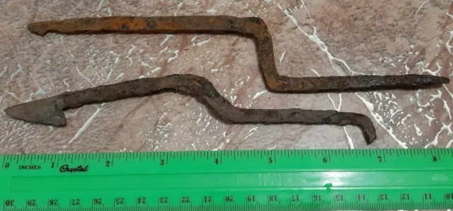 Ancient Spear Authentic Iron Fishing Harpoon Viking 10 - 12 century AD Vtg 2 pcs