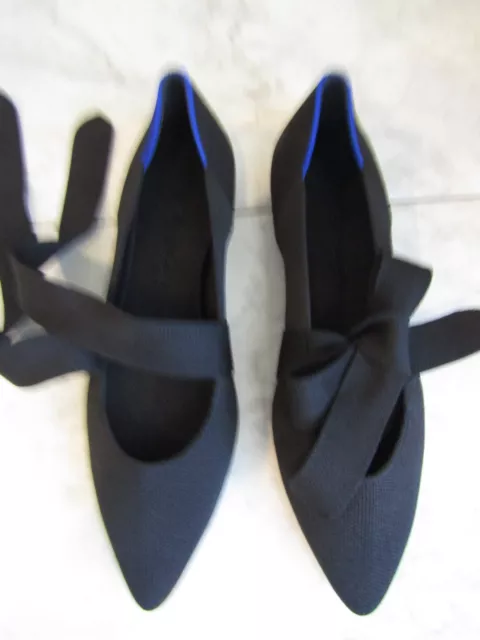 NIB Rothy's The Mary Jane Black Strap Tie Pointed Toe Flat Women's Shoes Size 9