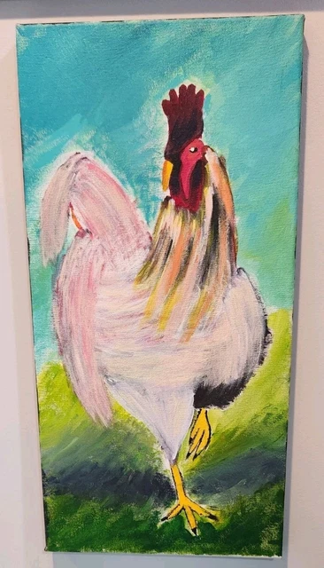Big Rooster Sunflower Vintage Pastoral Oil Painting Poster (8...