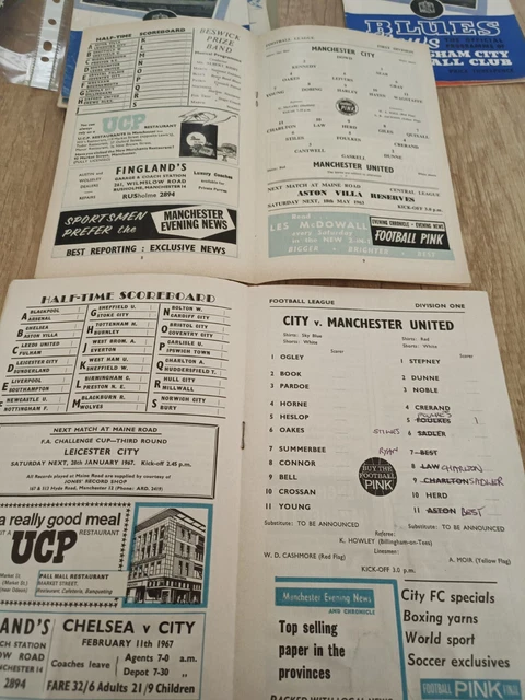 MANCHESTER CITY V Manchester United 1963 ,1967 £1.75 PicClick UK
