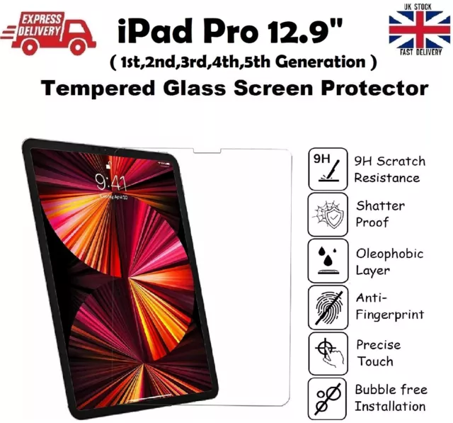 Gorilla Glass Tempered Glass Screen Protector For 12.9" iPad Pro 5th GEN 2021