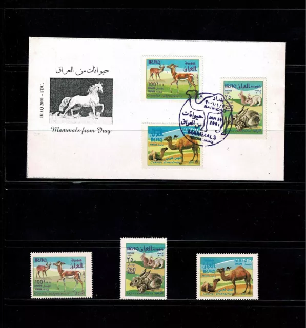 Iraqi Mammals 2001,Full Set Consist From 3 Stamps Mnh+1St Day Issue Envelope.