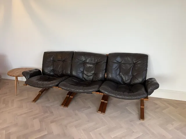 Ingmar Relling Siesta Chairs Leather 3 Seater Sofa Mid Century Scandinavian