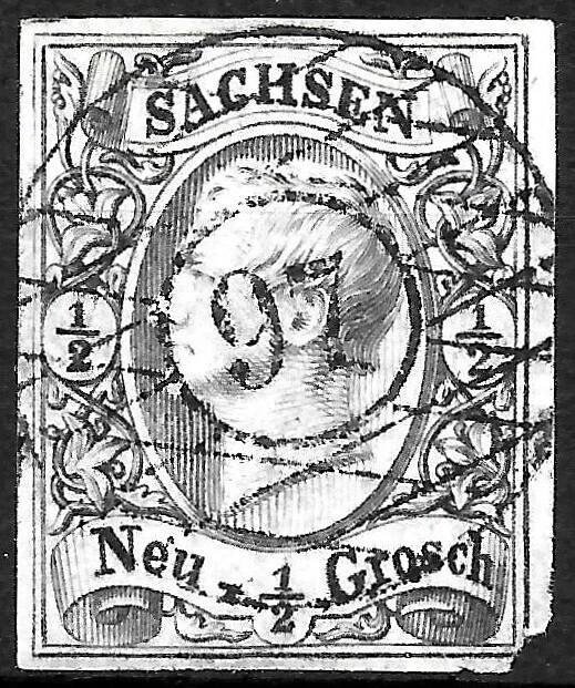 Sachsen Nummernstempel ~ N97 Olbernhau ~ MiNr. 8 ~ 1/2 Ngr.