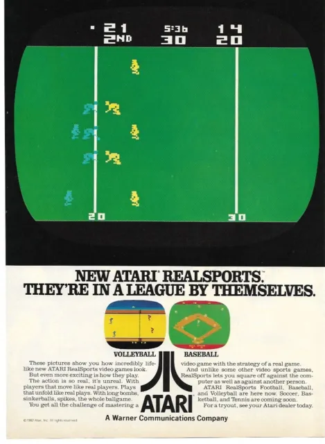 Vintage 1983 Atari print ad - New Atari RealSports
