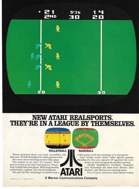 Vintage 1983 Atari print ad - New Atari RealSports