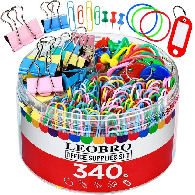 Binder Clips Paper Clips, 340PCS Colored Paperclips, Binder Clips, Paper