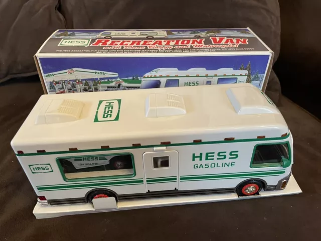 1998 Hess Truck Recreation Van, Dune Buggy and Motorcycle New in Box Real Lights