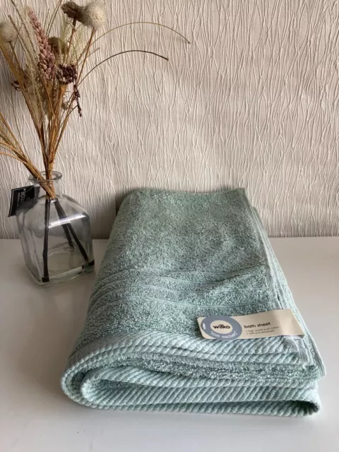 BRAND NEW WILKO Green Pure Cotton Bath Sheet Towel 95 x 150cm 8.00 PicClick UK