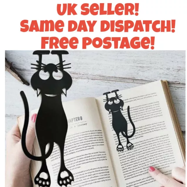 Black Cat Bookmark Book Holder For Book Papers Creative Gift - UK SELLER-