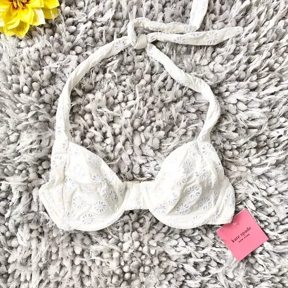 Kate Spade New York Eyelet Underwire Bikini Top White MD (US 6-8) 2