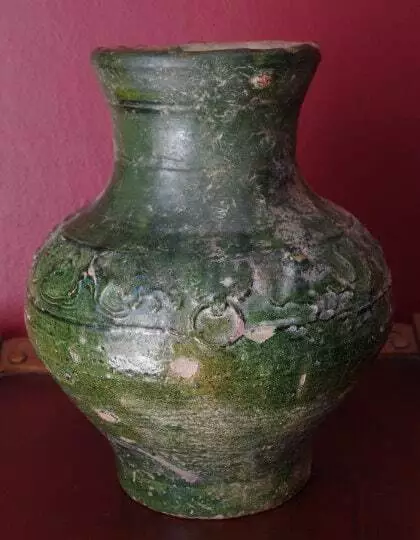 Authentic Han Dynasty 206 BC-220 AD Green Glazed "Hu" Pottery Jar 30.5" w/ COA